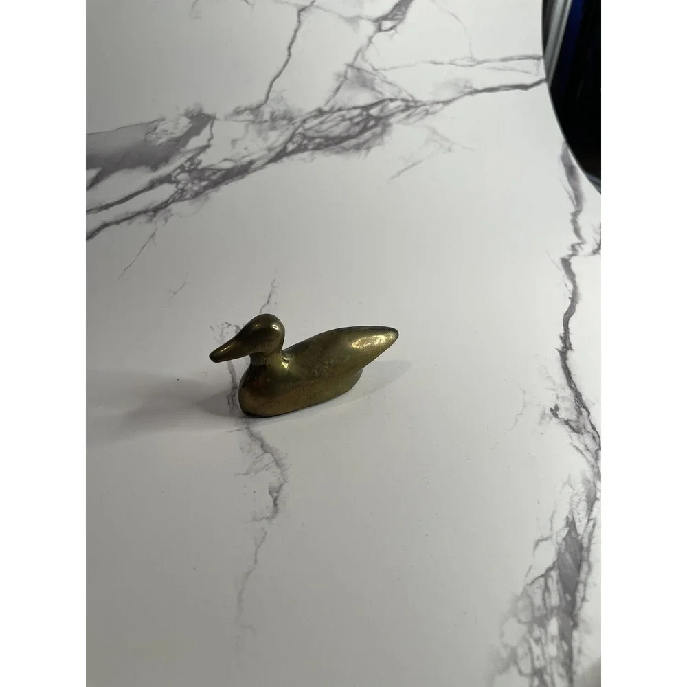 Small Brass Duck Paperweight Bird Figurine Approx. 3